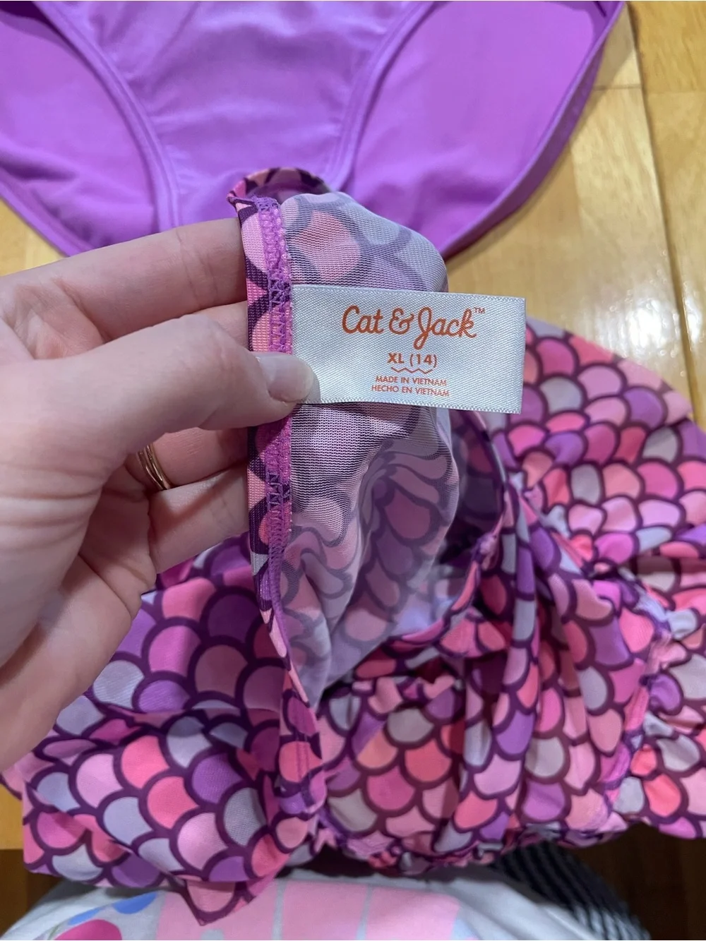 Girls Pink Mermaid-Print Swim Suit Set
